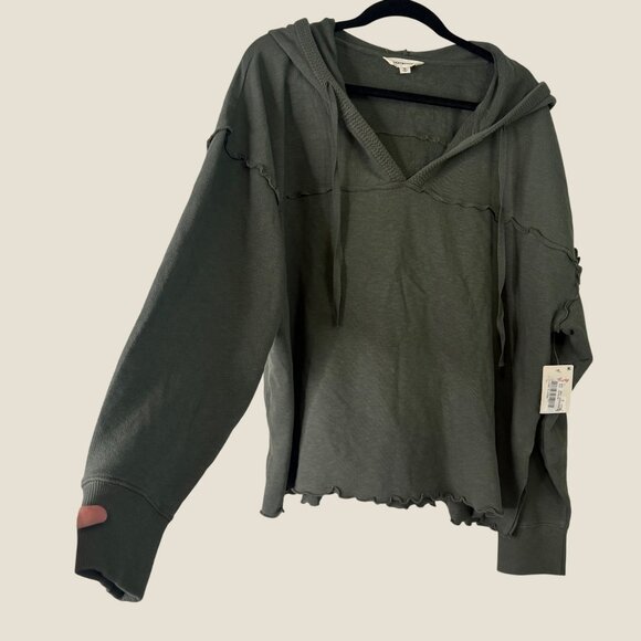 NWT Lucky Brand Hooded Lightweight Sweatshirt Green Cotton Stretch Size XL - Picture 2 of 15